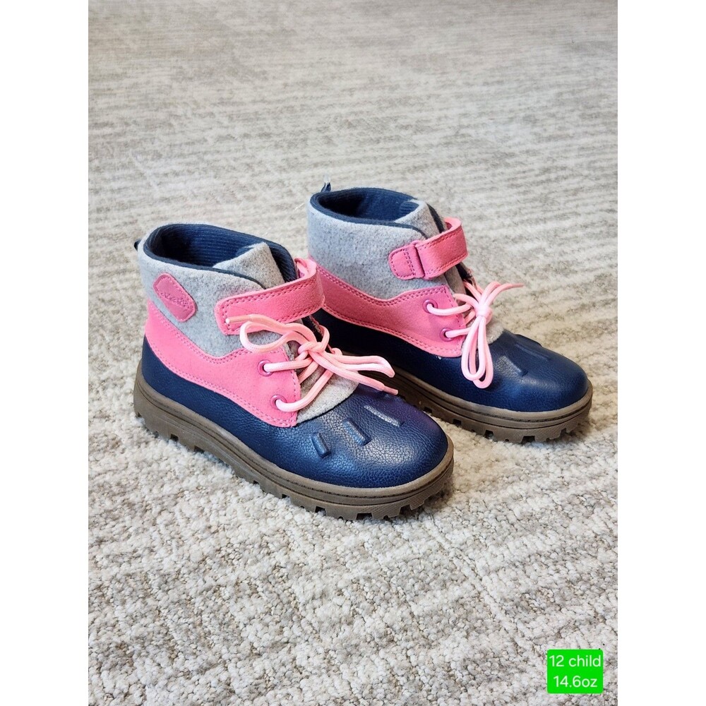 Carter's Girls Pink & Blue Winter Snow Duck Boots size 12